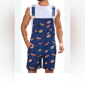 Super Hero Dad Overalls For Man 2XL blue and red